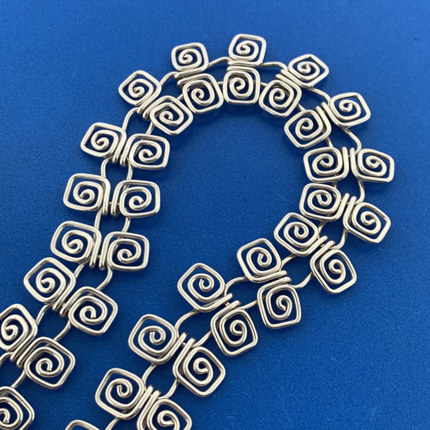 CII Mexico 925 Sterling Silver Modernist Crop Circle Station Statement Necklace