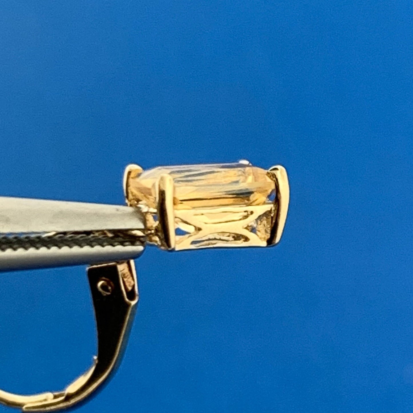November Anniversary 14K Yellow Gold Rectangle Citrine Drop Dangle Earrings