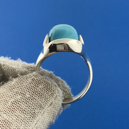 Designer Milor Italy 950 Silver Turquoise Statement Dome Ring