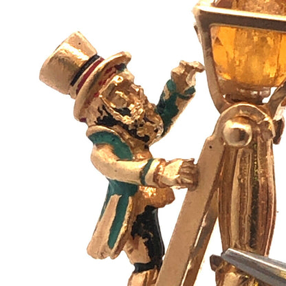 Vintage 14K Yellow Gold Enamel Lamp Lighter Lantern Lighter Charm Pendant