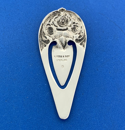 Vintage S Kirk & Sons 925 Sterling Silver Rose Repousse Pattern Book Mark