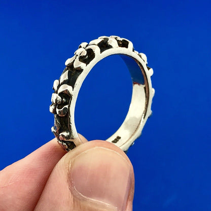 Sterling Silver 925 Fleur De Lis Intaglio Style New Orleans Cigar Band Ring