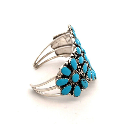 925 Silver Native American Juliana Williams Turquoise Statement Cuff Bracelet