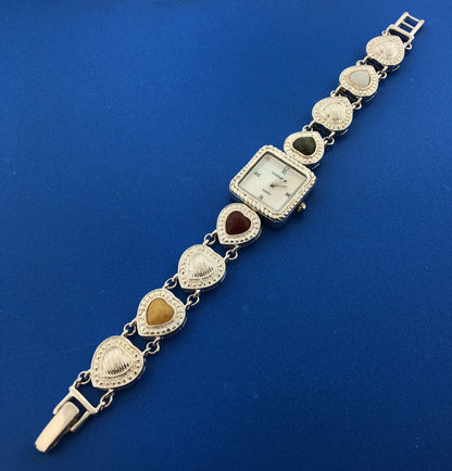 Silverwear Quartz Japanese Movement Multi-Color Heart Band Ladies Wristwatch