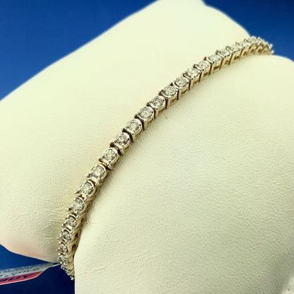 Beautiful 10K Yellow Gold Round Diamond 2.0 TCW Tennis Bracelet New With Tags