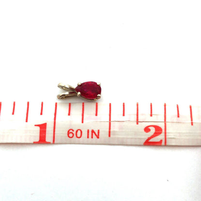Vintage 14K White Gold Pear Ruby Solitaire Petite Drop Pendant