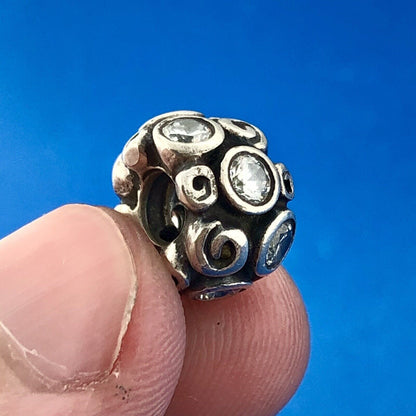 Retired Pandora Sterling Silver 925 ALE Primrose Path White CZ Spacer Charm