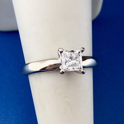 Stunning PWJ 14K White Gold Princess Cut Diamond Solitaire Engagement Ring