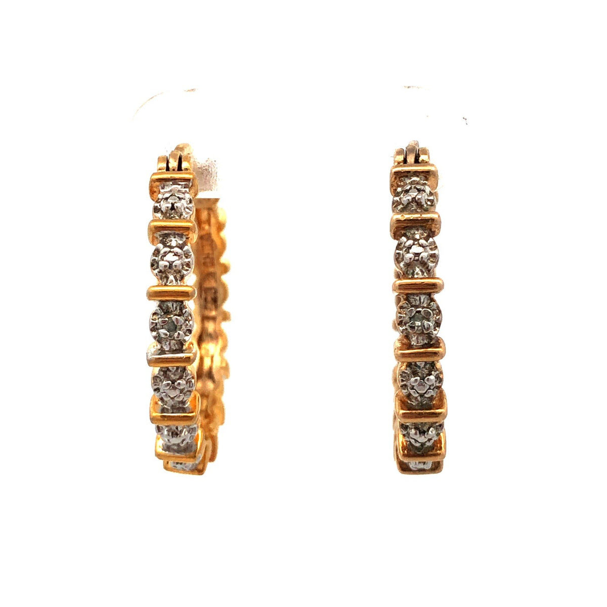Designer 925 Sterling Silver Gold Vermeil Diamond Round Infinity Hoop Earrings