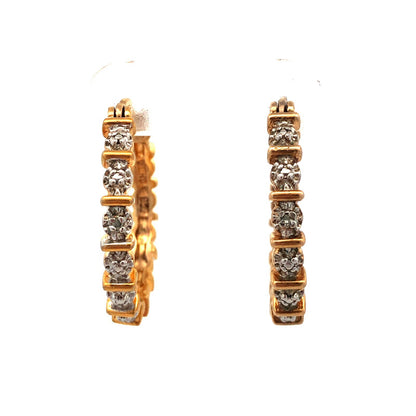 Designer 925 Sterling Silver Gold Vermeil Diamond Round Infinity Hoop Earrings