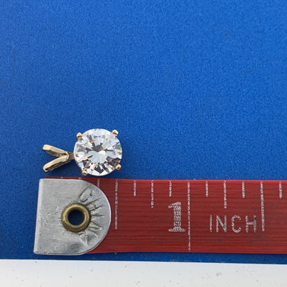 14K Yellow Gold Brilliant Round Cubic Zirconia CZ Solitaire Pendant  2 Carat