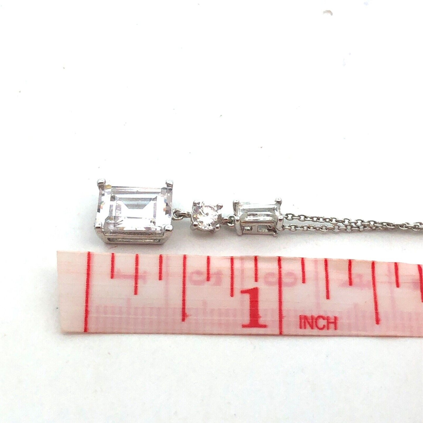 Designer 925 Sterling Silver Cubic Zirconia CZ Drop Dangle Pendant Necklace