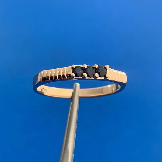 Designer ZRW 14K Rose Gold Triple Round Sapphire Anniversary Wedding Band Ring