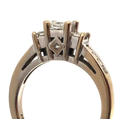 Designer ZEI 14K White Gold Princess Trio Diamond Engagement Ring Size 6.75
