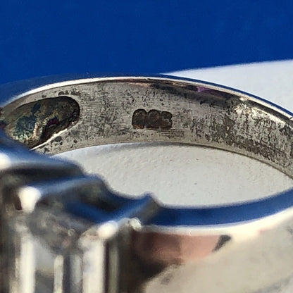 Dramatic Sterling Silver 925 Purple White CZ Statement Fashion Cocktail Ring