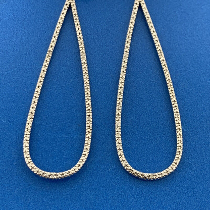 Designer 925 Sterling Silver Diamond Accented Elongated Hoop Earrings