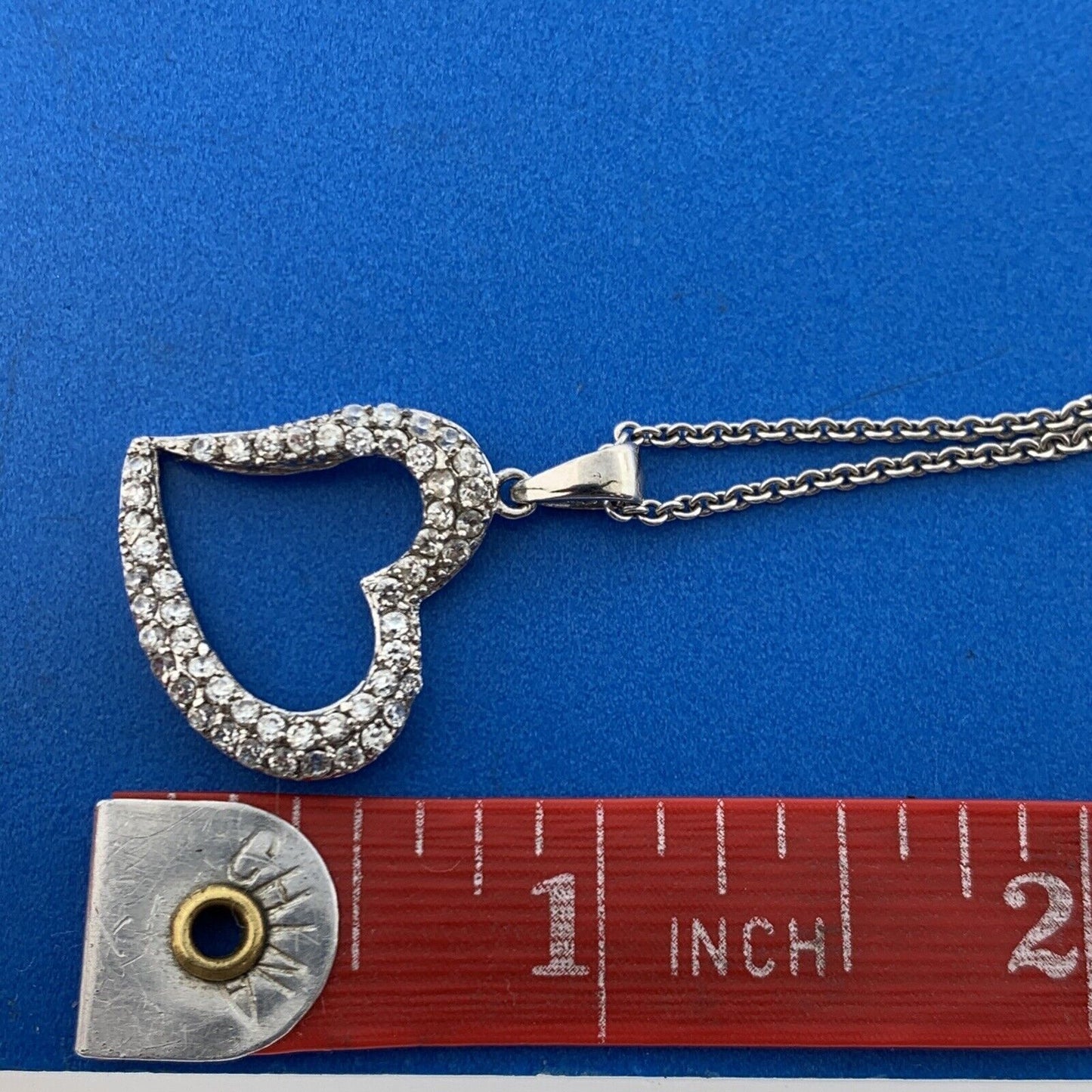 Designer 925 Sterling Silver Cubic Zirconia Modernist Heart Pendant Necklace