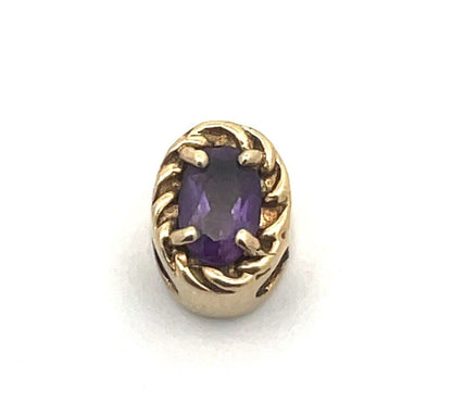 Estate Designer DDH 10K Yellow Gold Oval Amethyst Slide Bracelet Charm