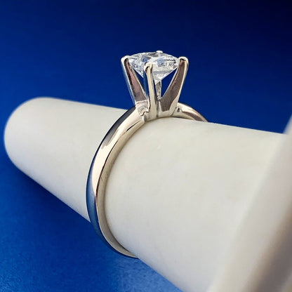 Stunning PWJ 14K White Gold Princess Cut Diamond Solitaire Engagement Ring