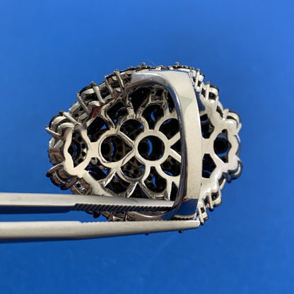 Black onyx 925 sterling silver statement cluster ring