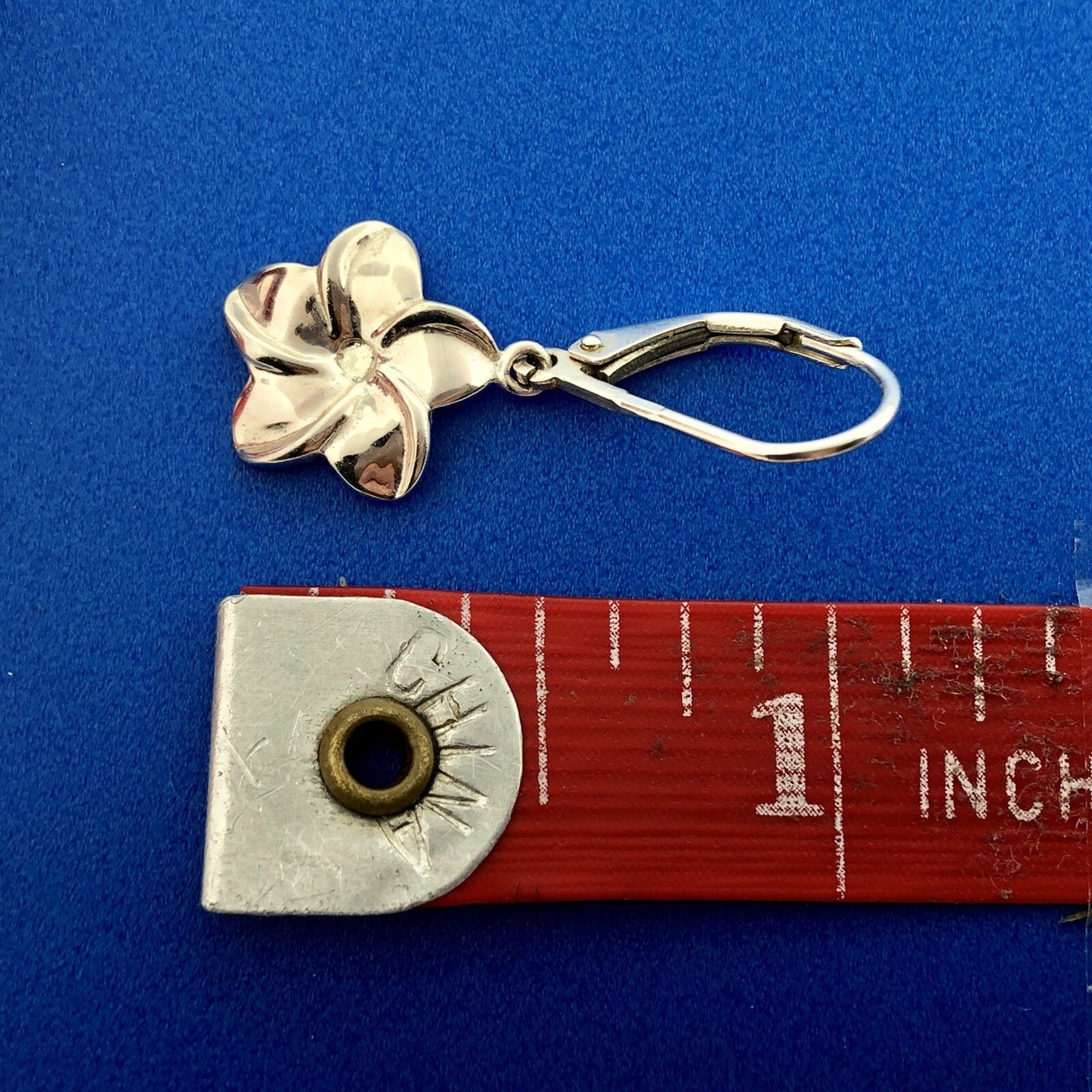 Jacmel Mauritius JCM Sterling Silver Flower Peony Plumeria Drop Dangle Earrings