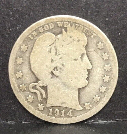 1914 P Silver Barber Quarter Better Key Date Philadelphia Coin Rare Scarce