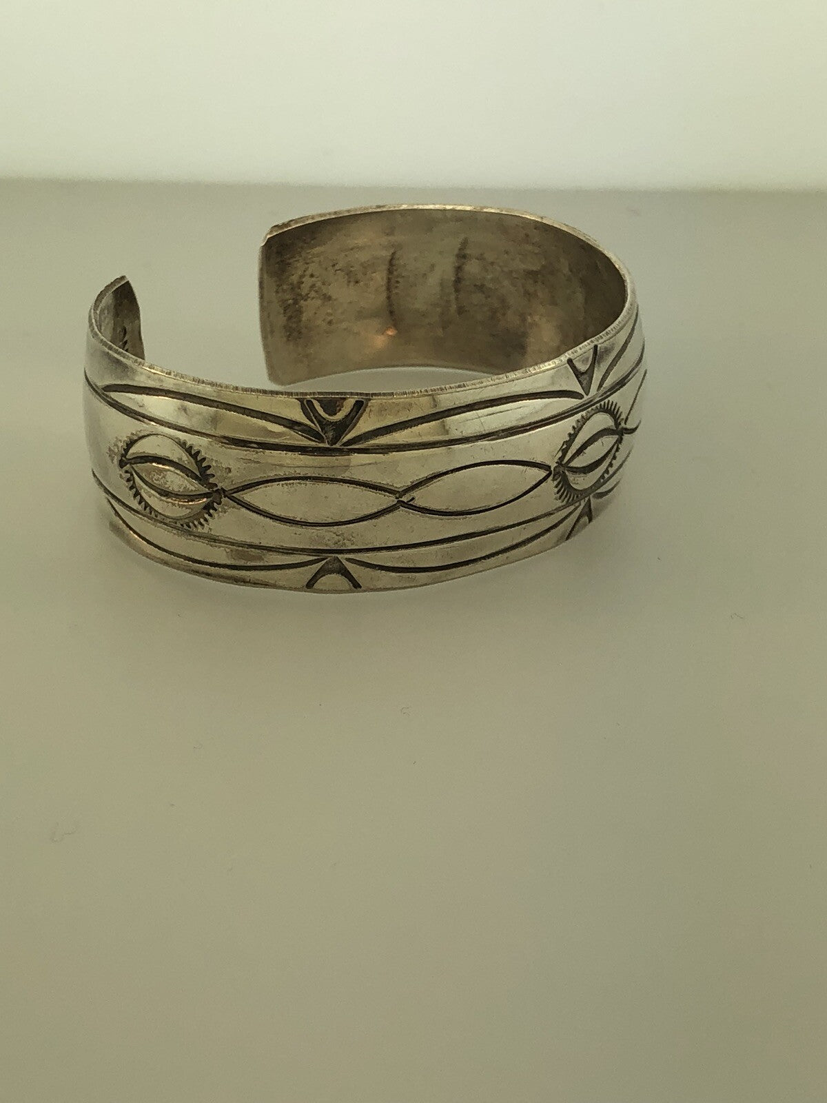 Vintage Navajo Fannie Platero 925 Sterling Silver Concho Style Cuff Bracelet