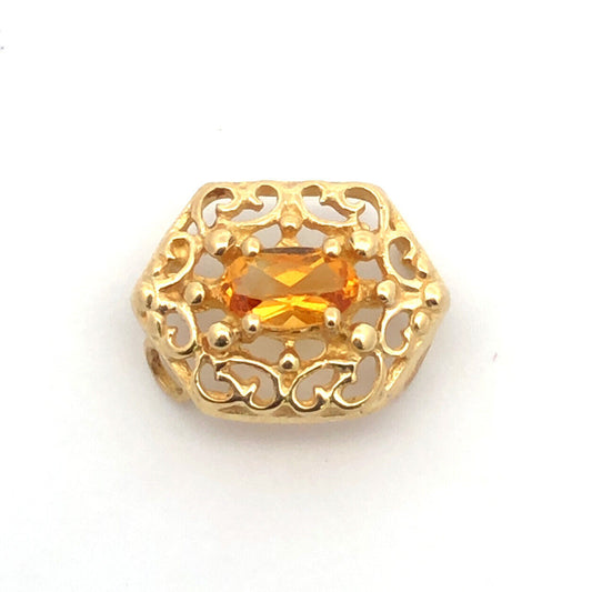 Designer 10K Yellow Gold Oval Citrine November Anniversary Slide Bracelet Charm