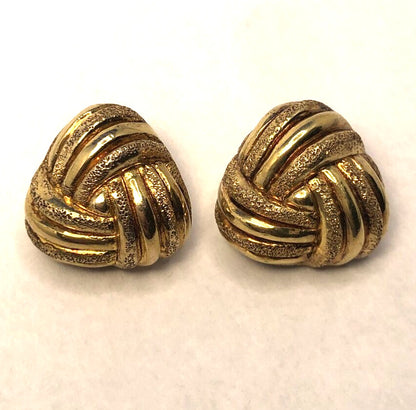 Designer 925 Sterling Silver Vermeil Polished & Textured Modernist Knot Earrings