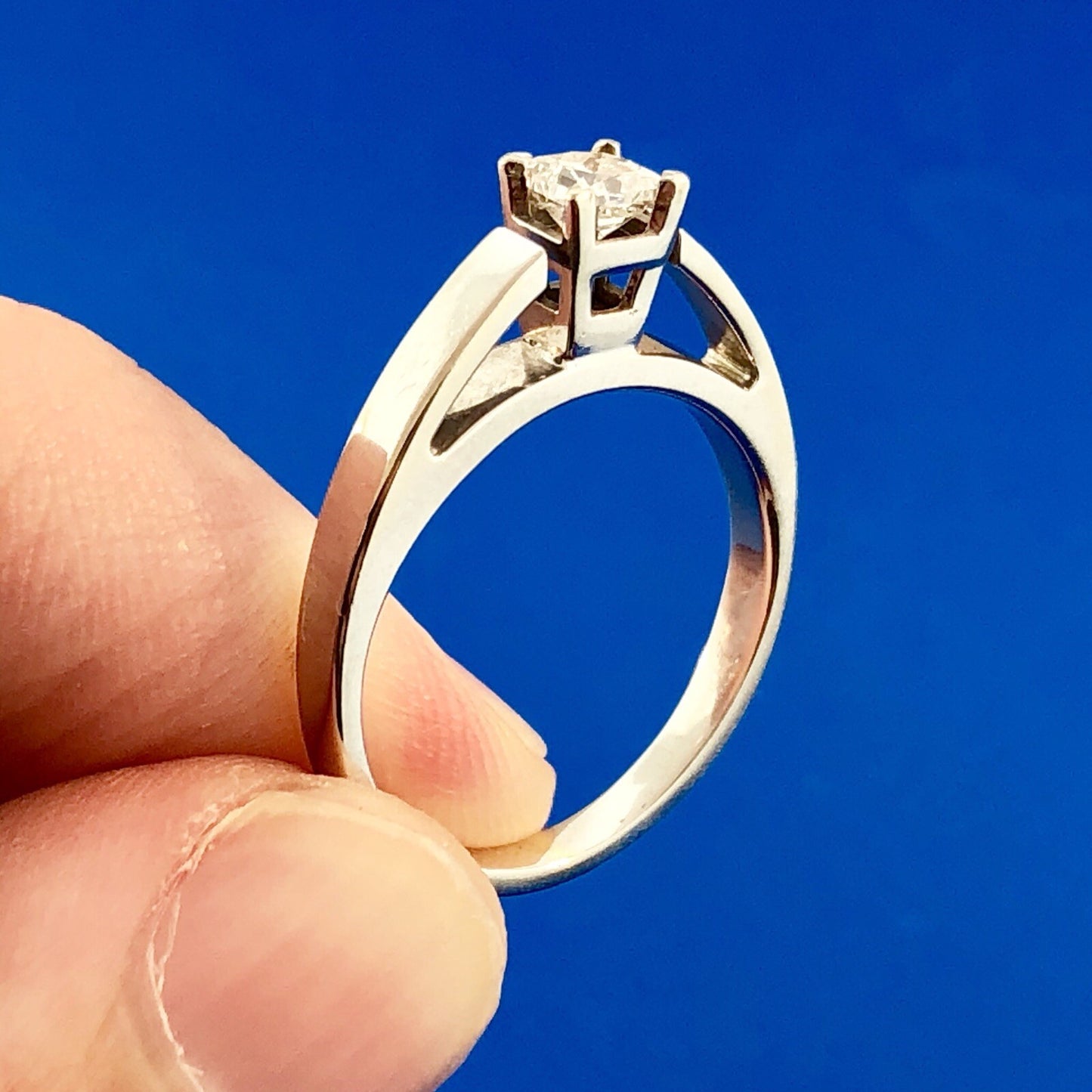 Vintage 14K White Gold Princess Diamond Solitaire Engagement Promise Ring