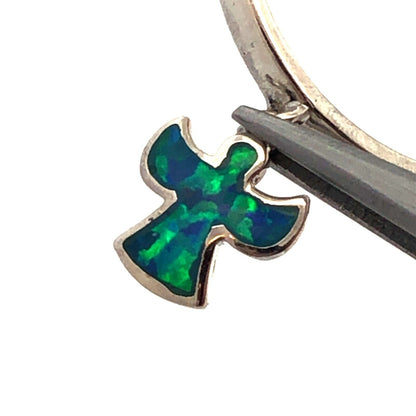 Designer Michael Anthony 925 Sterling Silver Blue Opal Angel Charm Band Ring