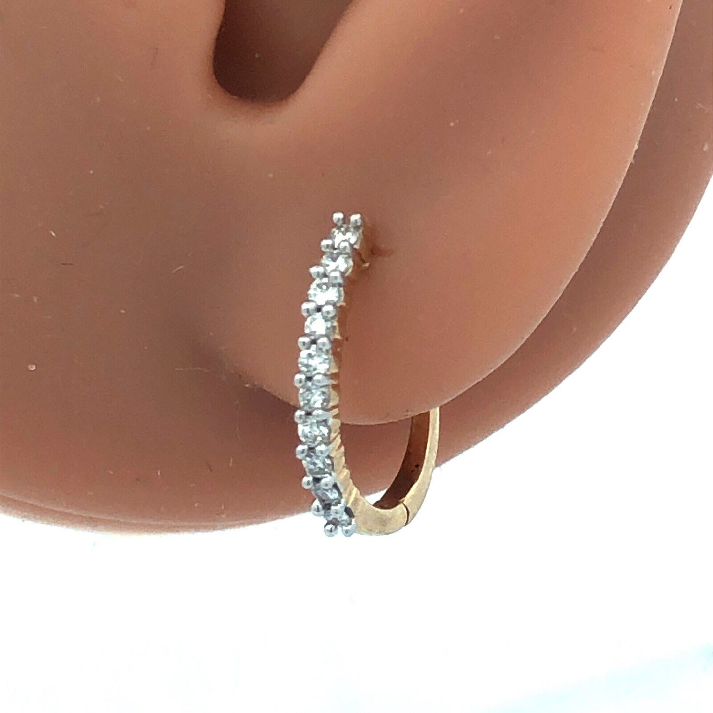 Designer 10K Yellow Gold Diamond Hinged Thin Small Oval Hoop Earrings