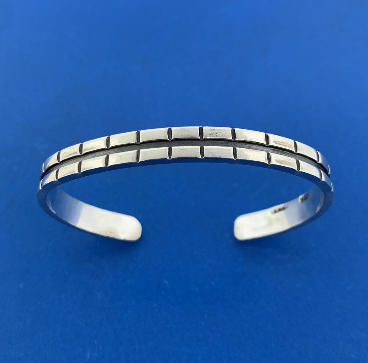 Vintage Mexico 925 Sterling Silver Intricate Hand Cut Design Cuff Bracelet
