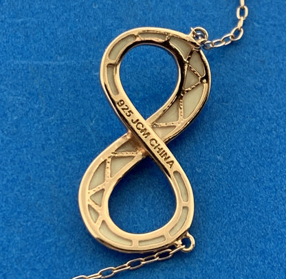 Jacmel Mauritius JCM 925 Rose Tone Sterling Silver CZ Eternity Infinity Necklace