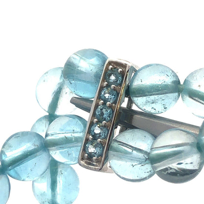 Gorgeous 14k White Gold Blue Topaz Poppy Flower Statement 18.5" Bead Necklace