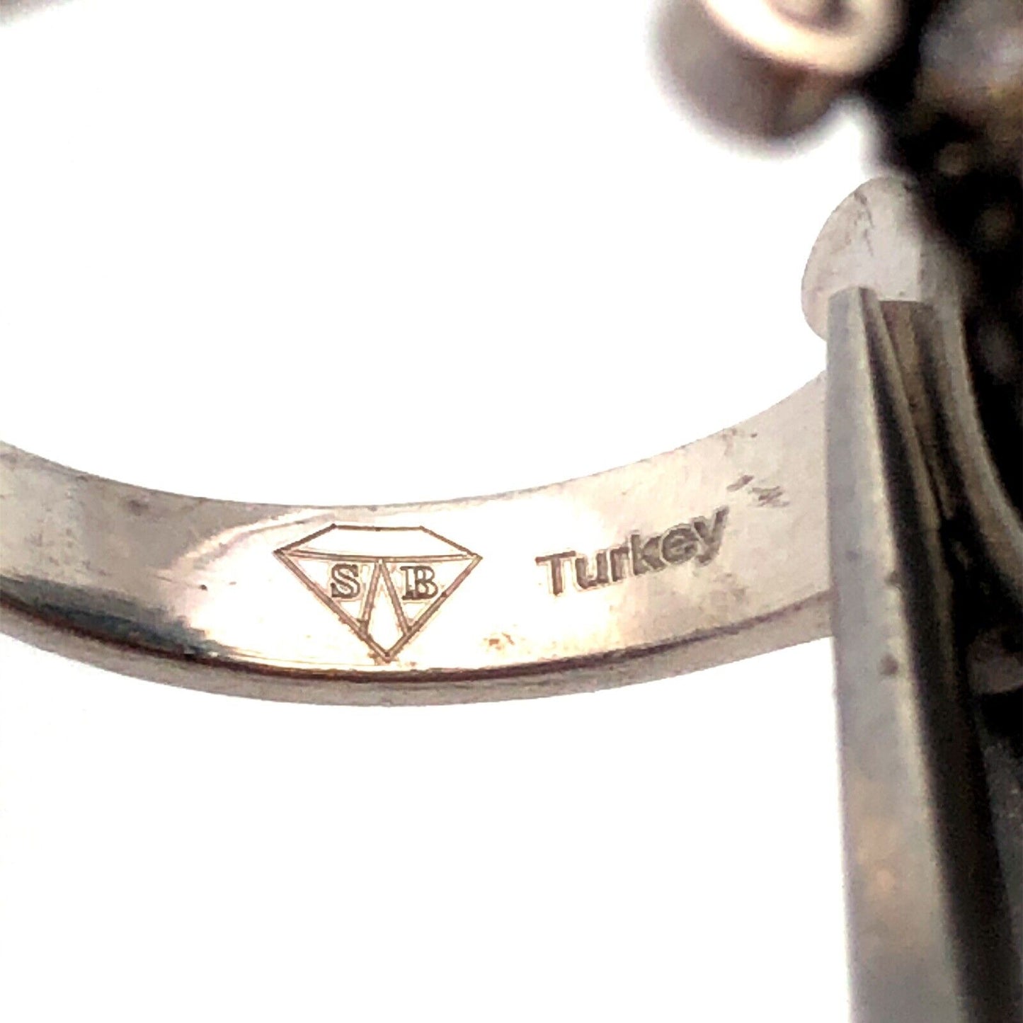 Designer SB 925 Sterling Silver White Yellow Cubic Zirconia Black Onyx Dome Ring