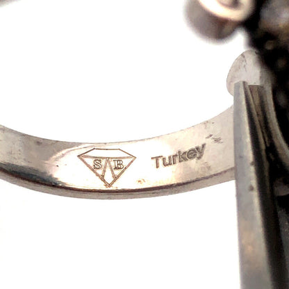 Designer SB 925 Sterling Silver White Yellow Cubic Zirconia Black Onyx Dome Ring