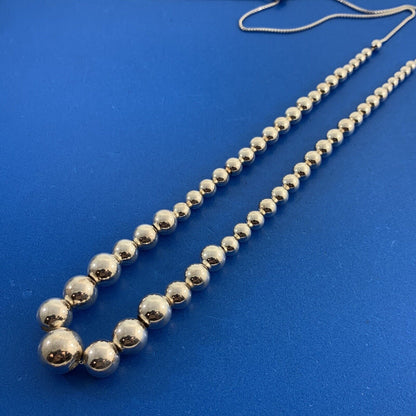 Designer FAS 925 Sterling Silver Taper Bead Adjustable Lariat Style Necklace