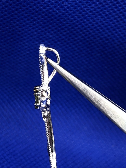 Designer DBI Green White Cubic Zirconia Sterling Silver Cross Statement Pendant