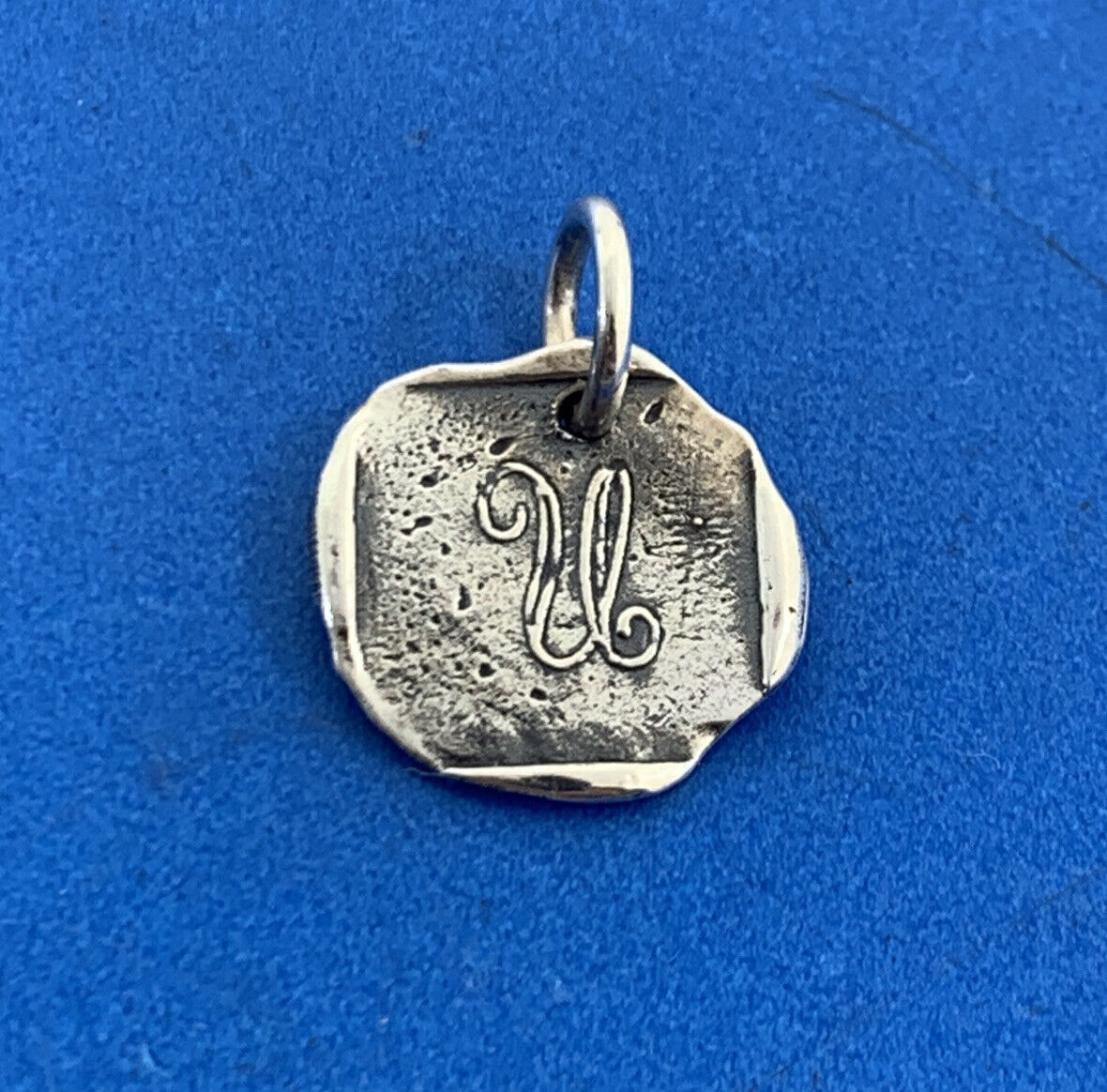 Designer Waxing Poetic 925 Sterling Silver Monogram Script U Initial Disc Charm