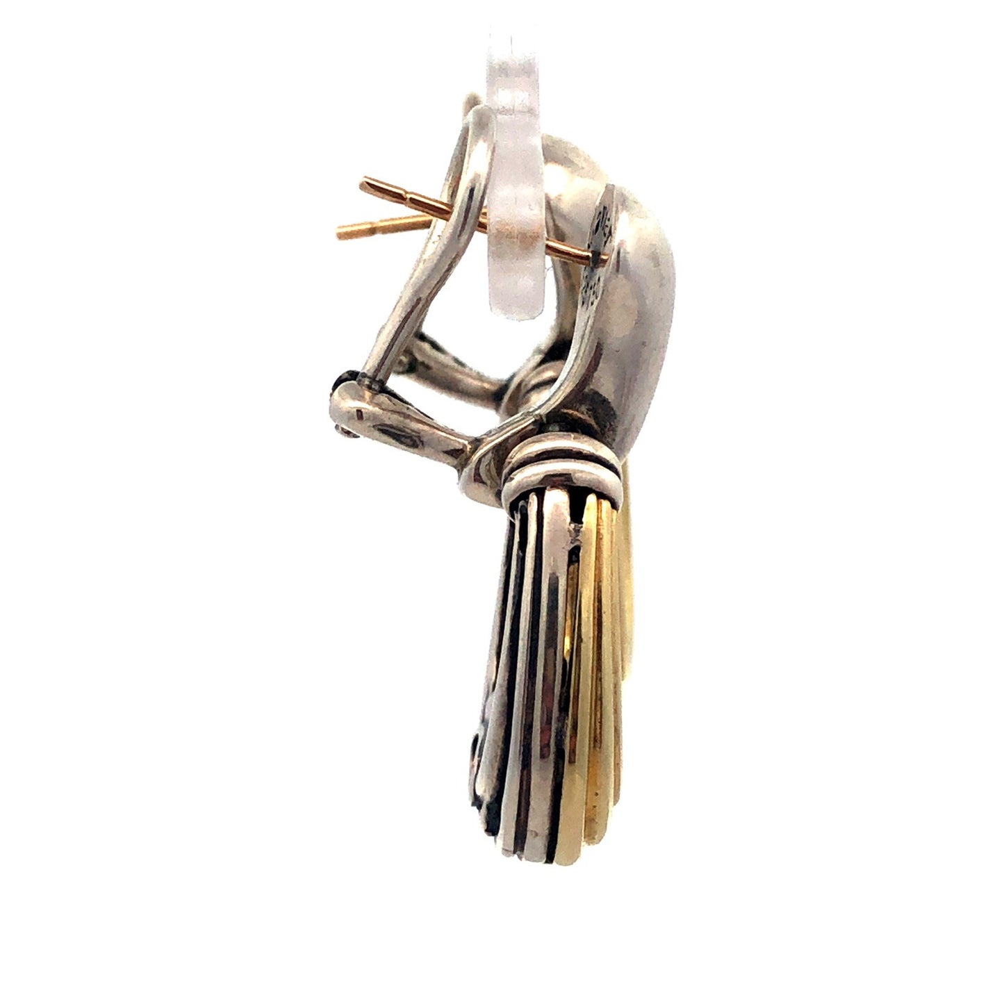 Designer Lagos Caviar 925 Sterling Silver 18K Gold Loop Dangle Stud Earrings