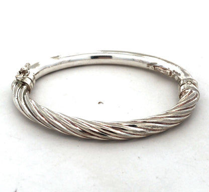 925 Sterling Silver Designer Holy Twisted Cable Small Hinged Cuff Bracelet