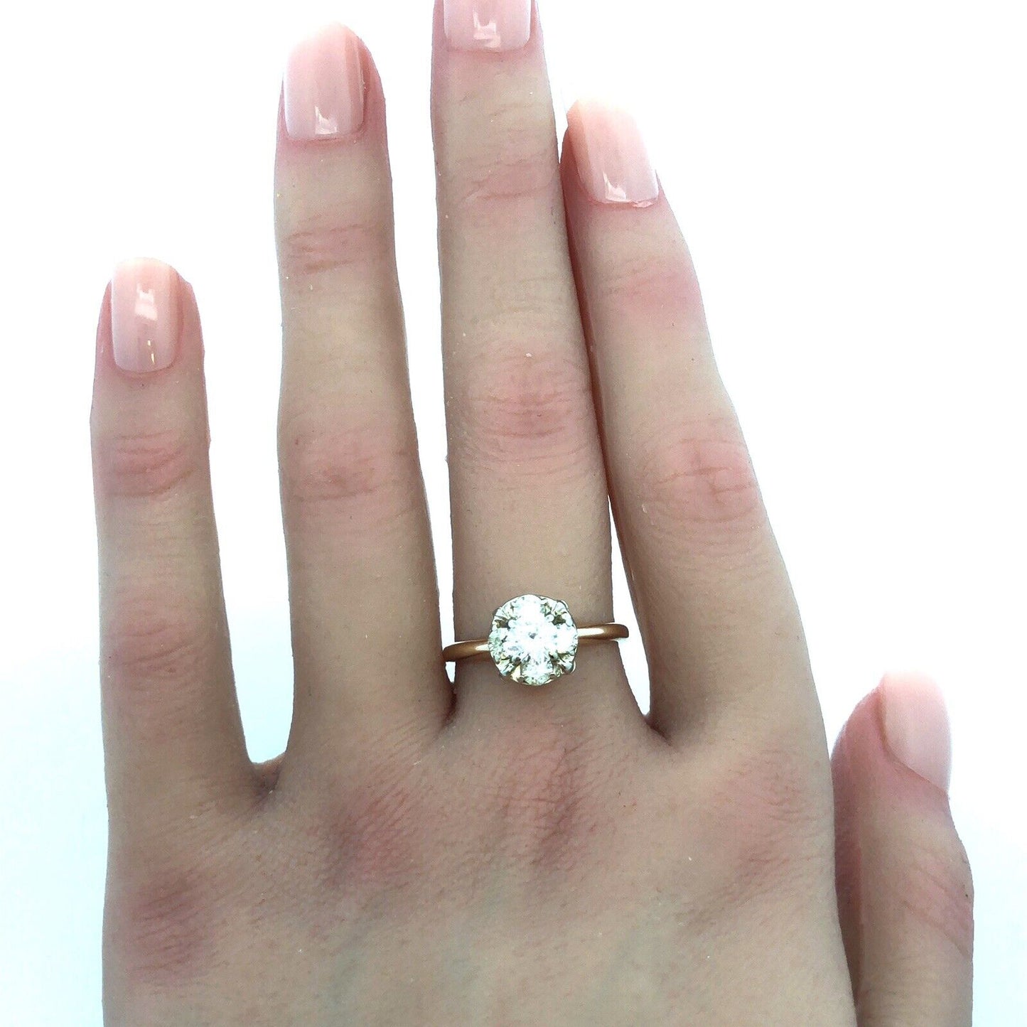 Vintage 14K Yellow Gold Diamond Flower Cluster Engagement Anniversary Ring