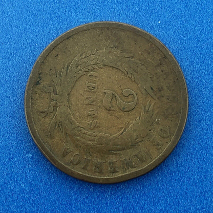 1865 P Bronze Two-Cent Piece Union Shield Short Lived Philadelphia Mint Coin