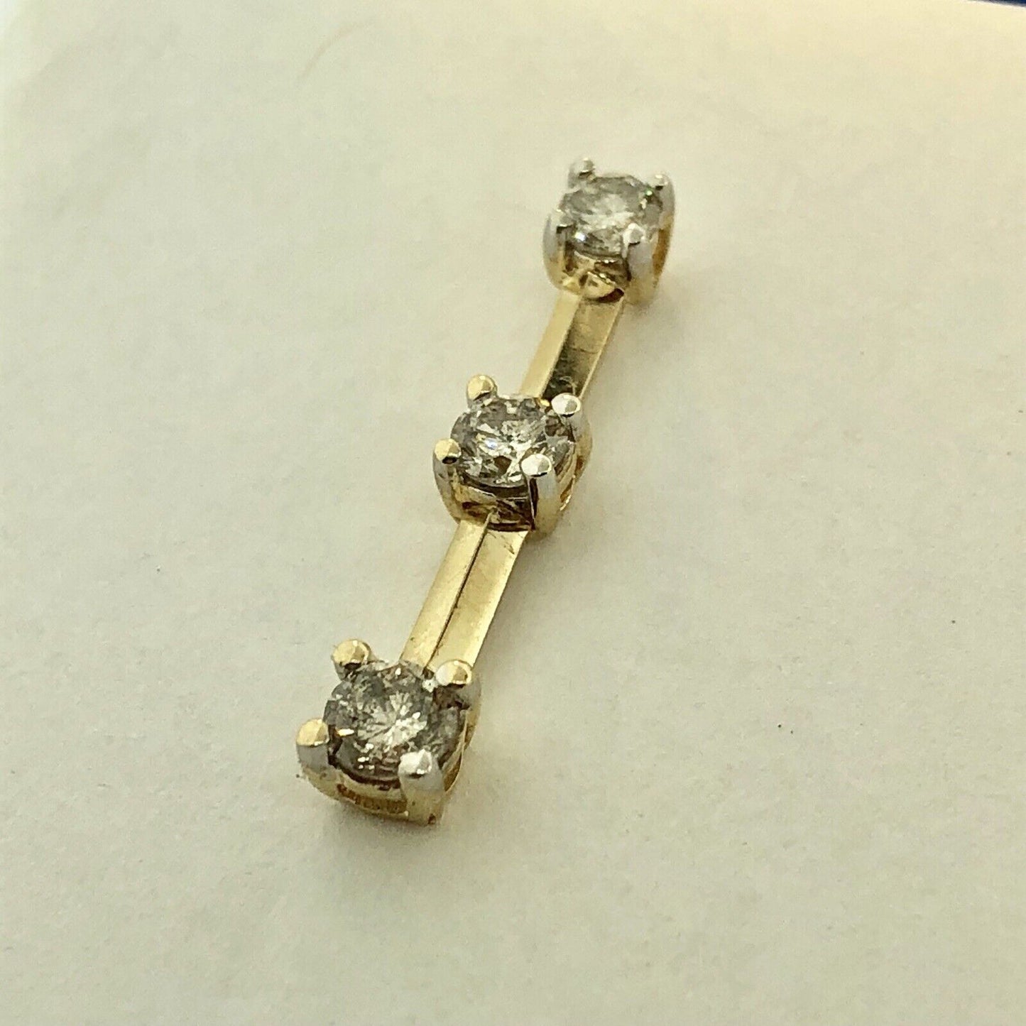 14K Yellow Gold Diamond Infinity Eternity Bridal Anniversary Bar Drop Pendant