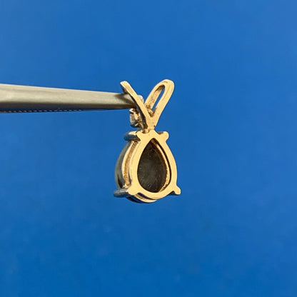 14K Yellow Gold Pear Opal Diamond Accented Drop Pendant