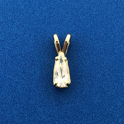 Gorgeous 14k Yellow Gold Long Pear Cut Diamond Precious Pendant 1/4ctw .25