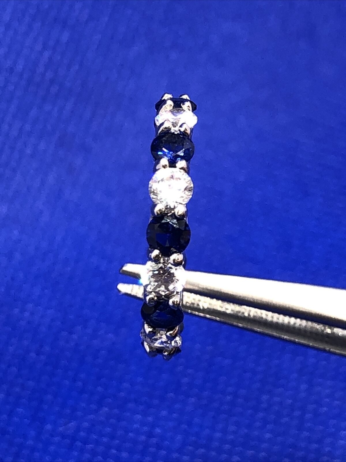 Designer Kiera 925 Sterling Silver White Blue Cubic Zirconia Eternity Band Ring