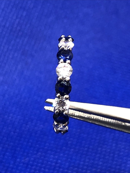 Designer Kiera 925 Sterling Silver White Blue Cubic Zirconia Eternity Band Ring