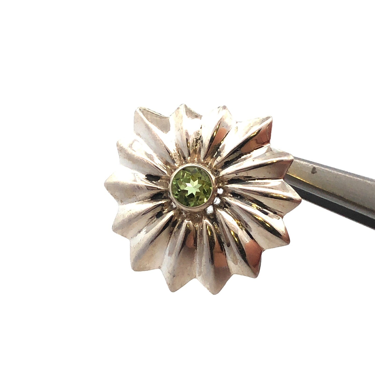 Mignon Faget 925 Sterling Silver Round Peridot Portafiori Flower Pendant